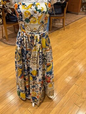 Dolce Gabbana Majorca  Sundress with Button Straps new size 46/10